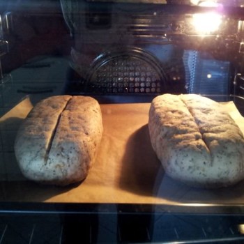Es können auch problemlos 2 Eiweissbrote gleichzeitig gebacken werden!