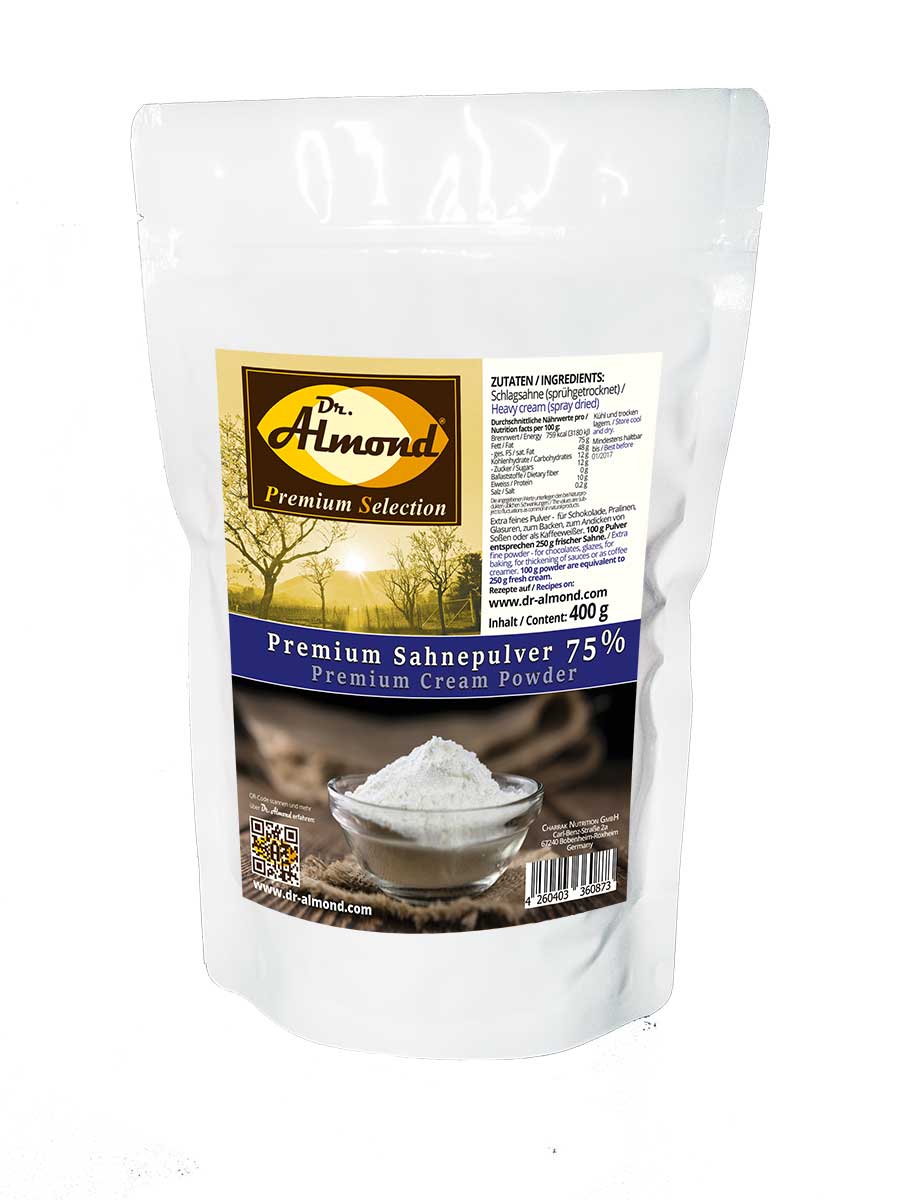 Premium Sahnepulver 75 % 400 g extra feines Pulver für selbstgemachte low carb Schokolade
