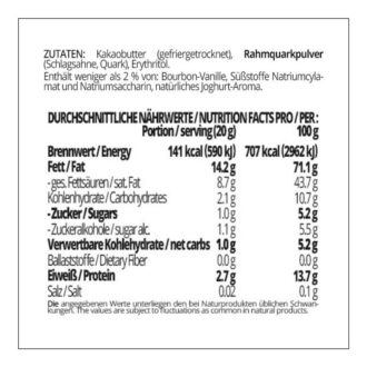Schokoladenzauber JOGHURT-QUARK – low-carb & keto Weisse Schokolade ohne Zuckerzusatz in Pulverform zum Selberschmelzen in 2 min