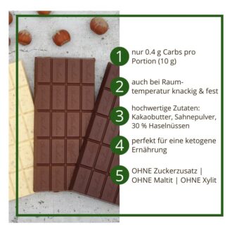 CHOKETO Bunter Mix HASELNUSS | 3 handgemachte Tafeln – Low Carb & Keto Schokolade | ohne Zuckerzusatz – Bild 2