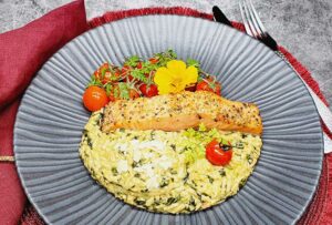 Rezept Spinatrisotto mit Lachs lowcarb keto glutenfrei