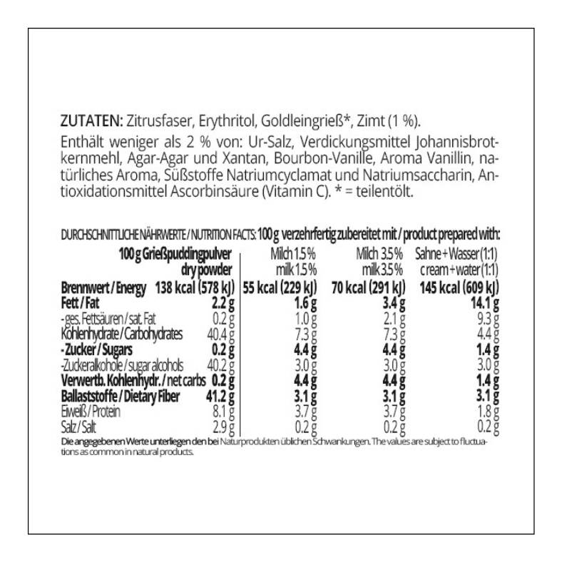 Grießpudding ZIMT low-carb glutenfrei keto – Grießbrei ohne Stärke zuckerfrei laktosefrei vegan