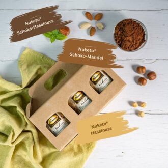 Probierset Nuketo HASELNUSS & MANDEL Gourmet Nougat-Creme low carb keto | 3 Sorten Aufstrich | ohne Zuckerzusatz | ohne Palmöl – Bild 3